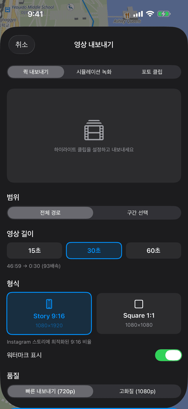 Trace Run 영상 내보내기
