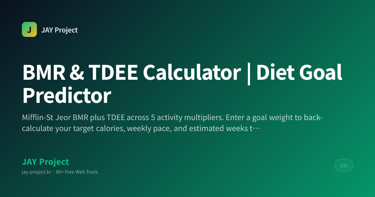 BMR & TDEE Calculator | Diet Goal Predictor | JAY Project