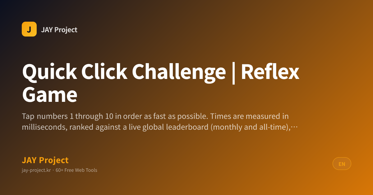 Quick Click Challenge | 1-25 Reflex Speed Game | JAY Project